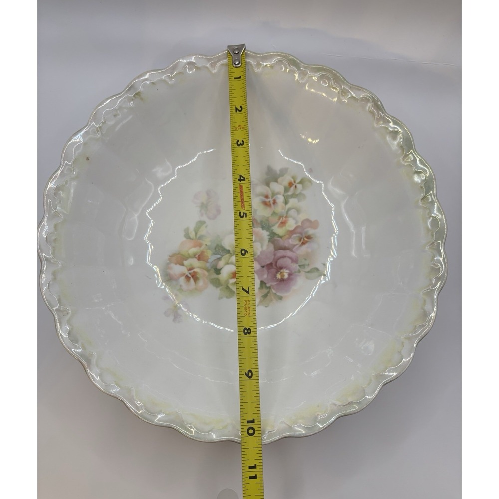 Set of 2 Vintage Porcelain Floral Serving Bowls Red Roses Pansies Gold Rim Vntg - Picture 5 of 15